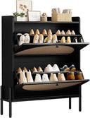 Rattan Shoe Cabinet with Flip Drawers