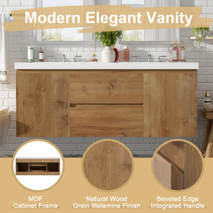 60" Floating Double Sink Bathroom Vanity