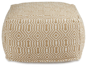 Rectangular Handwoven Geometric Cotton Pouf Ottoman