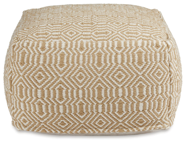 Rectangular Handwoven Geometric Cotton Pouf Ottoman