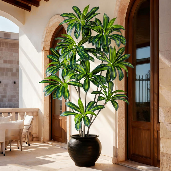 Artificial Dracaena Tree with White Planter Pot