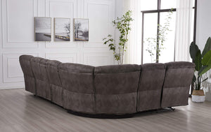 Grey Microfiber Reclining Sectional Sofa – L-Shaped, 5-Seat