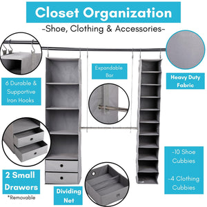 5-Piece Hanging Closet Organizer with Shelves & Drawers