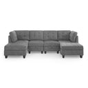 U-Shape Modular Sectional Sofa with Ottoman – Grey Chenille