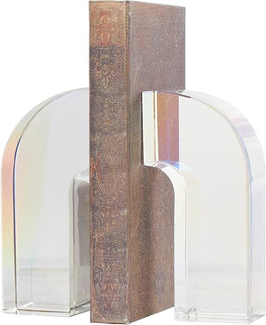 Clear Glass Horse Bookends Set of 2 with Pyramid Base