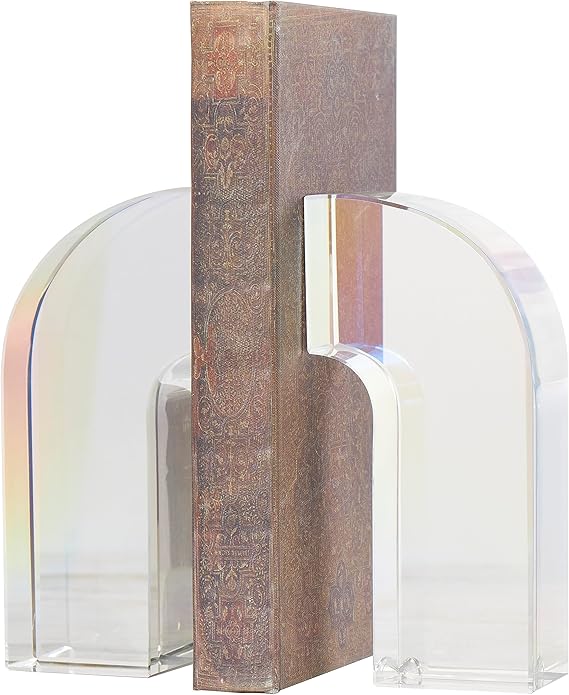 Clear Glass Horse Bookends Set of 2 with Pyramid Base