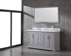 60" Double Sink Bathroom Vanity with Marble Countertop