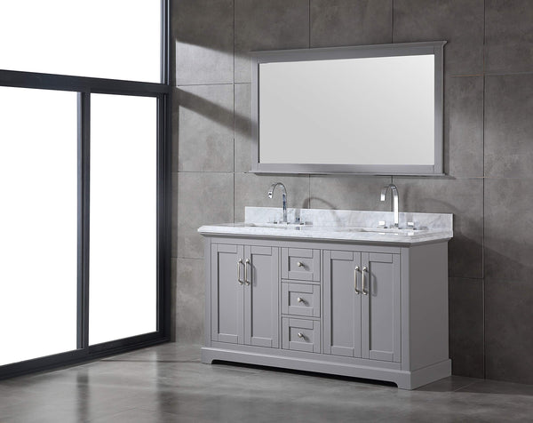 60" Double Sink Bathroom Vanity with Marble Countertop