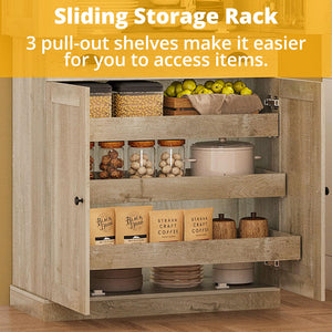 Freestanding Kitchen Pantry Cabinet 72" with Drawer & Sliding Racks