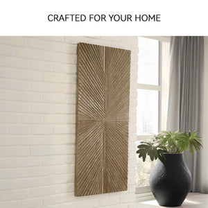 Rustic Sunburst Wood Wall Sculpture – Brown