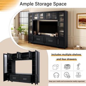 102" Wall Unit Entertainment Center with Glass Doors