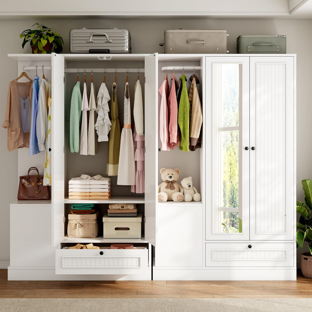 2-Door Wardrobe Closet with Mirror