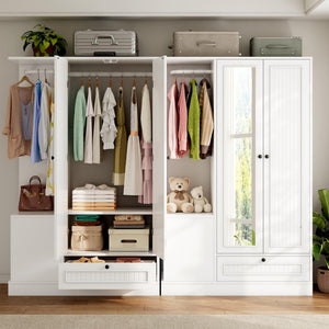 2-Door Wardrobe Closet with Mirror