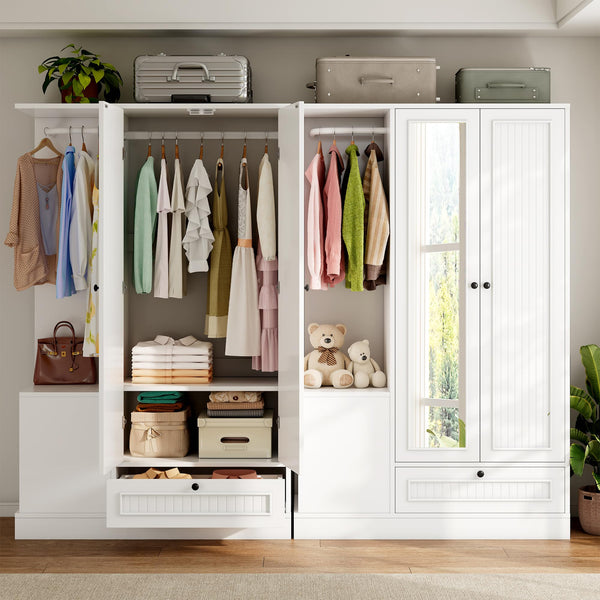 2-Door Wardrobe Closet with Mirror