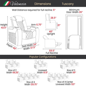 Tuscany 3-Seat Power Recliner with Center Console