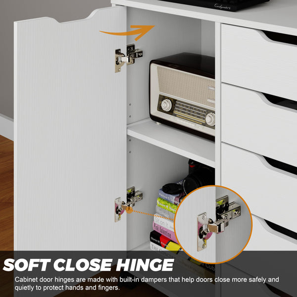 5-Drawer Chest with Door & Wheels – Wood Storage Dresser Cabinet