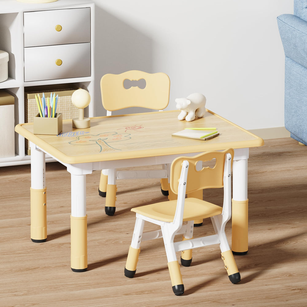 Kids Table & 2 Chairs Set – Height Adjustable, Graffiti Desktop, Multi-Activity, Ages 3–8