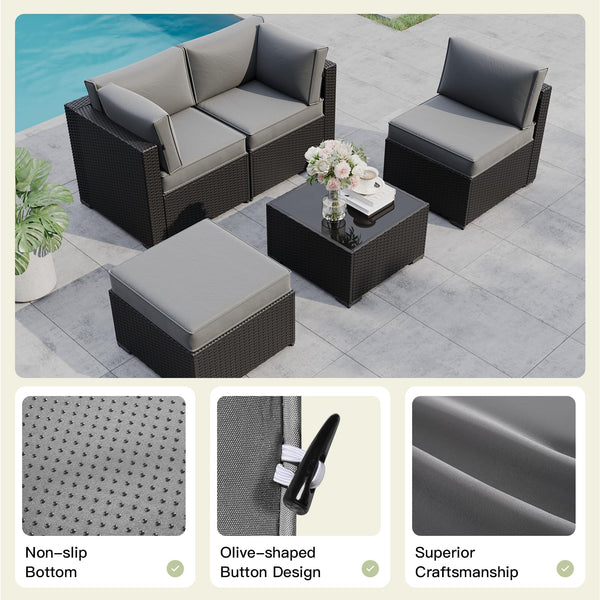Breezestival Patio Furniture Replacement Cushions for Outdoor Furniture Set of 4, Thick Patio Sofa Cushions for Outdoor Furniture, 9-Piece Splashproof Fade Resistant Cushions for Outdoor Couch, Grey