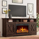 63" Farmhouse TV Stand with 26" Electric Fireplace
