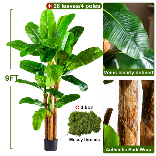 Large Artificial Banana Tree — Tall Faux Tropical Plant for Indoor & Outdoor Decor