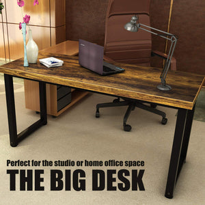 59-Inch Large Office Desk with Metal Frame and Thick Desktop
