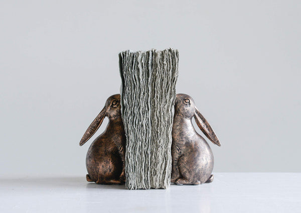 Bronze Resin Rabbit Bookends Set of 2