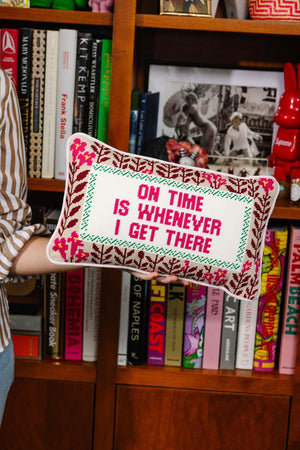 Needlepoint Decorative Throw Pillow – On Time