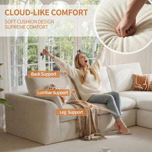 108" Modular Sectional Cloud Couch with Ottoman
