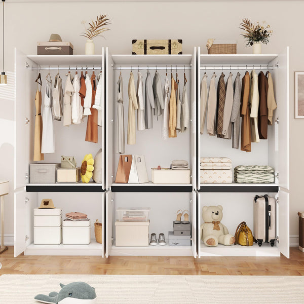 White Wardrobe Closet with Doors & Hanging Rod