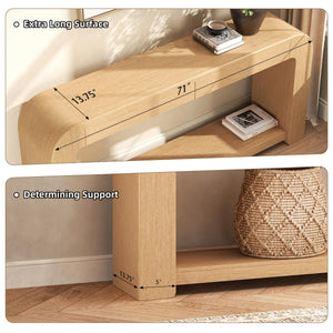 70" Wood Console Table with 2 Drawers & Shelf