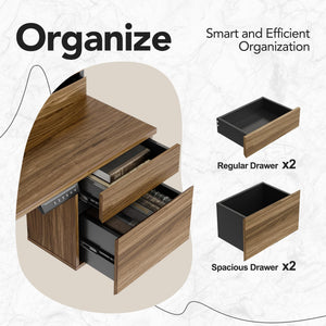 Electric Standing Desk with 6 Drawers & Monitor Shelf, 55 Inch