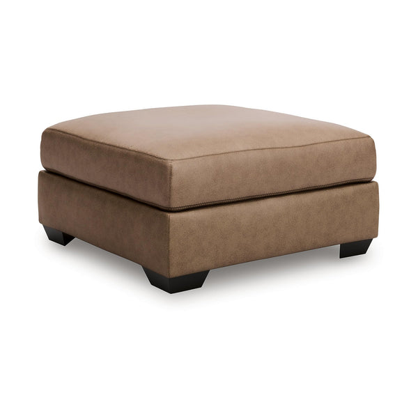 Oversized Faux Leather Accent Ottoman – Light Brown