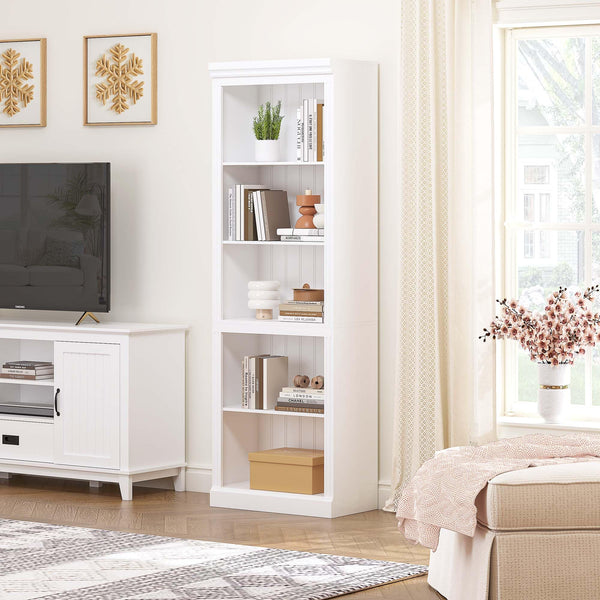 5-Tier Tall Bookshelf with Adjustable Shelves