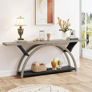 70.87" 2-Tier Console Table with Half Moon Frame