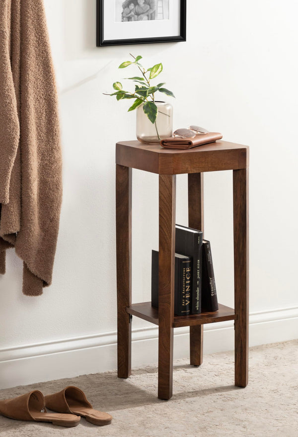 Two-Tier Square Wood Accent Table