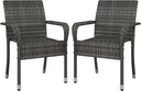 Stackable Outdoor Rattan Dining Chairs Set of 2 with Armrests