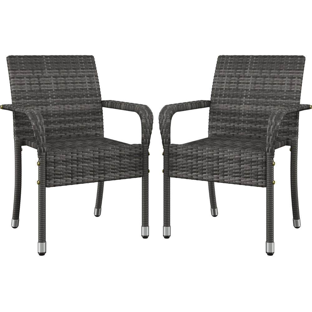 Stackable Outdoor Rattan Dining Chairs Set of 2