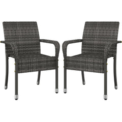 Stackable Outdoor Rattan Dining Chairs Set of 2
