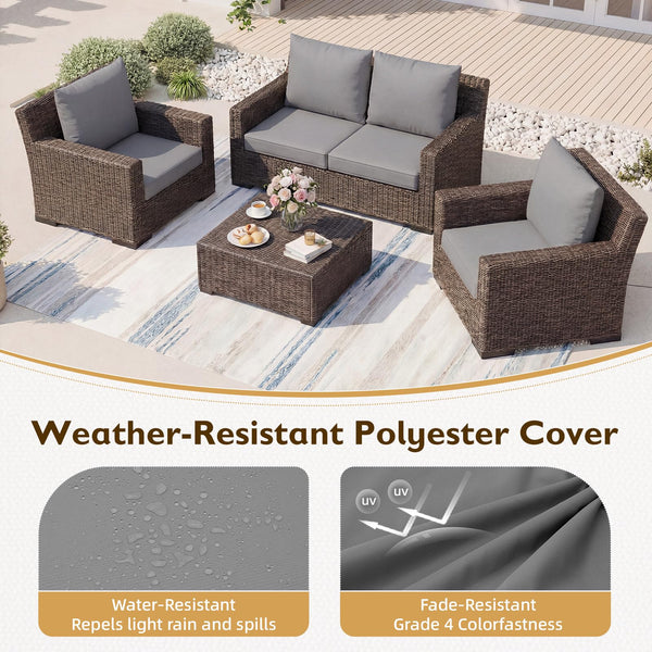 Outdoor Chair Cushions Set of 4 – 24x24 Waterproof Patio Seat & Back Cushions