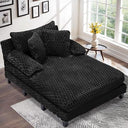 Faux Fur Indoor Chaise Lounge Chair with Adjustable Backrest & Lumbar Pillows