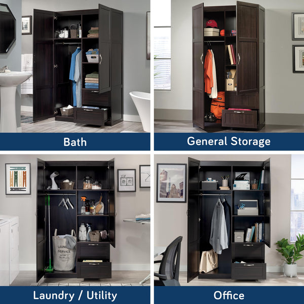 Wardrobe Storage Cabinet with Drawers and Hanging Rail