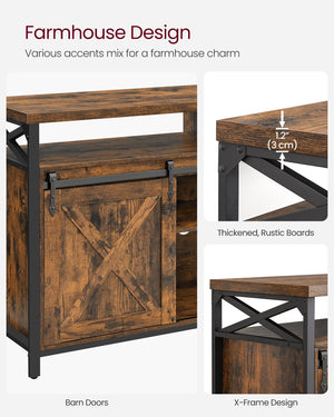TV Stand with Sliding Barn Doors & Adjustable Shelves, 65 Inch