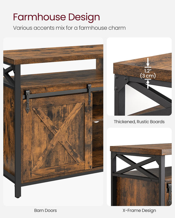 TV Stand with Sliding Barn Doors & Adjustable Shelves, 65 Inch