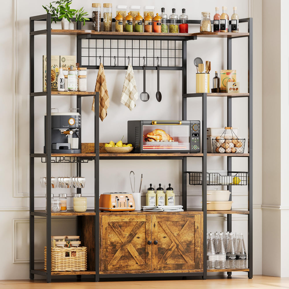 Baker's Rack with Power Outlet & Coffee Bar Cabinet