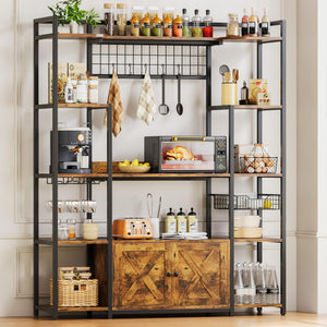 Baker's Rack with Power Outlet & Coffee Bar Cabinet