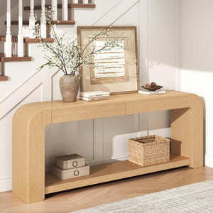 70" Wood Console Table with 2 Drawers & Shelf