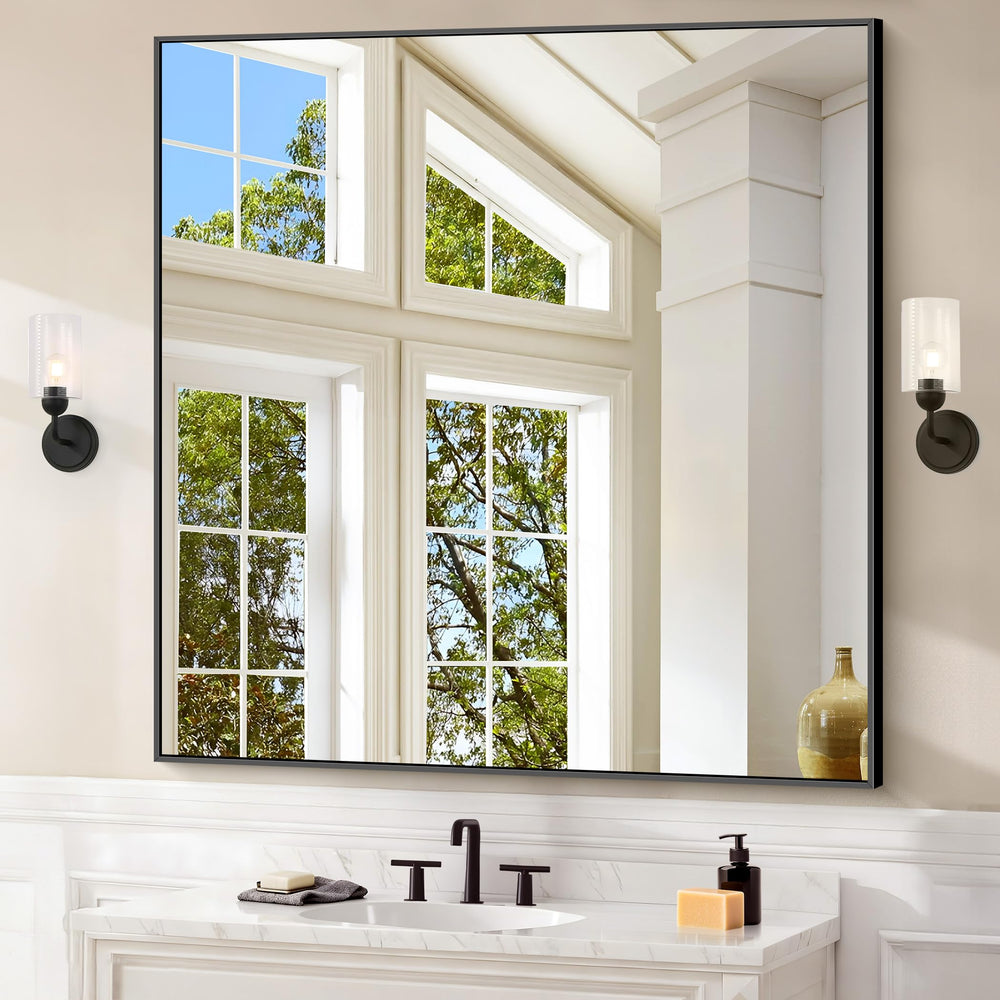 42 Inch Square Wall Mirror with Metal Frame
