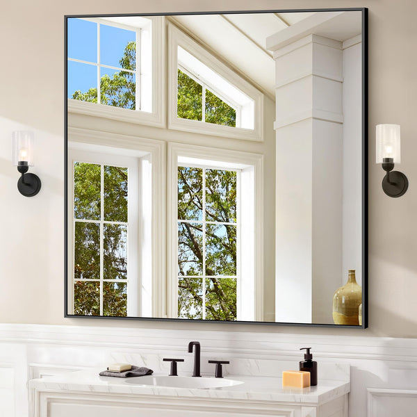 42 Inch Square Wall Mirror with Metal Frame