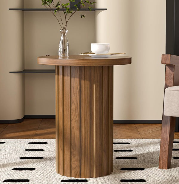 Round Fluted Pedestal End Table