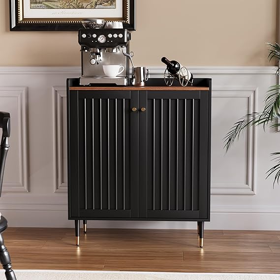 ZOSQUARE Coffee Bar Cabinet with Wine Racks, Wine Cabinet with Drawer and Adjustable Shelves, Liquor Cabinet, Sideboard Bar Cabinets for Home, Living Room, Dining Room